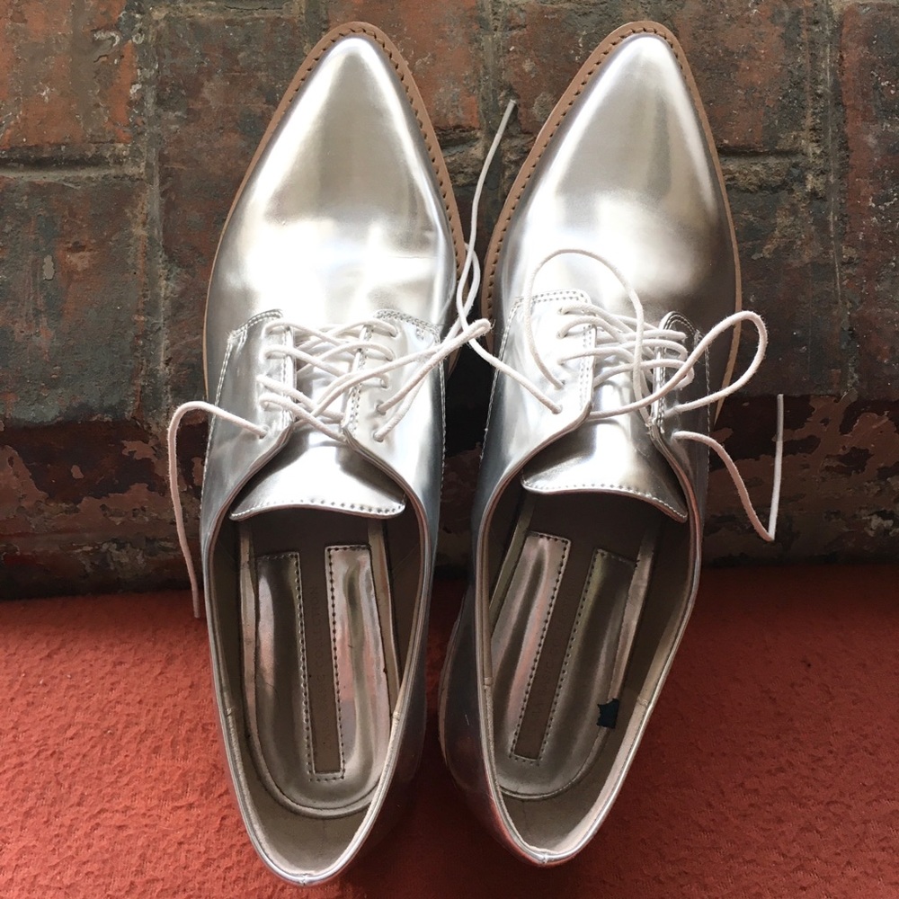Zara Basic Collection Silver Brogues - image 7